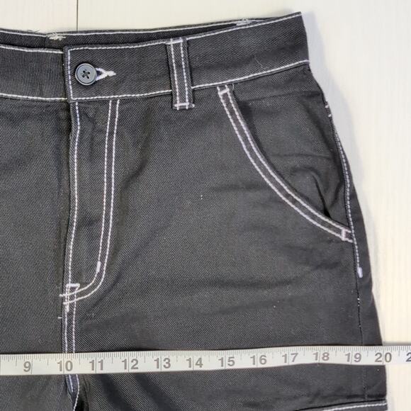 Divided Jeans Womens 4 Black Wide Leg Cargo Pants High Rise Contrast Stitch Y2K - Picture 6 of 12